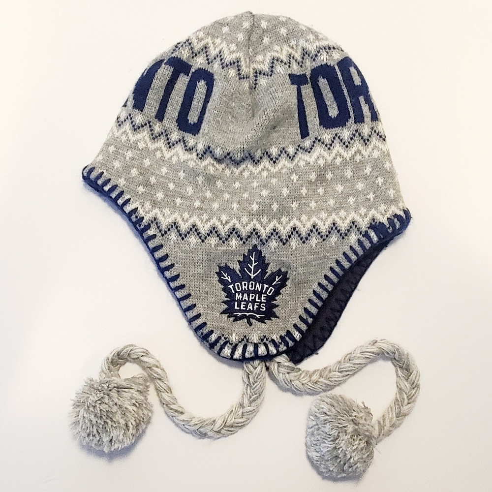 NHL Toronto Maple Leafs Linear Peruvian Knitted Knit Crochet Style Winter Hat